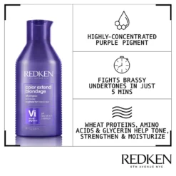 Redken Color Extend Blondage Purple Shampoo For Blonde Hair 300ml 10.1fl.oz -Nude Rich Sales lyskin redken color extend blondage purple shampoo for blonde hair RED00035 5